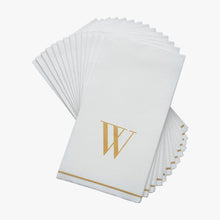 Load image into Gallery viewer, 14 PK White and Gold Guest Paper Napkins - Letter Y