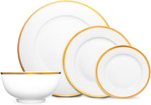 Load image into Gallery viewer, 73022 Nola Bone China Gold Rim 16 Piece Dinnerware Set, Service for 4
