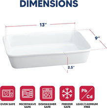 Load image into Gallery viewer, HIC 13" x 9" x 2.5" Lasagna Pan, White