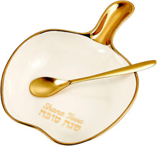 Load image into Gallery viewer, HDA-8 Apple Shaped Ceramic Honey Dish With Spoon