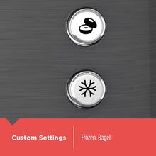 Load image into Gallery viewer, Black & Decker 2-Slice Toaster with Extra Wide Slot Push-Button Functions, Shade Selector and Swing-Down Crumb Tray, Black/Stainless Steel