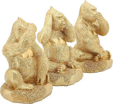 Load image into Gallery viewer, 15879-01 Resin, S/3 Hear, Speak, See No Evil Gorillas, Gold