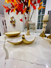 Load image into Gallery viewer, WPR3944 White Porcelain Double Snack Bowl with Gold