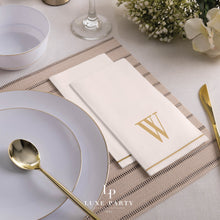 Load image into Gallery viewer, 14 PK White and Gold Guest Paper Napkins - Letter Y