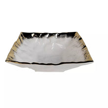Load image into Gallery viewer, WPB3943 White Porcelain Square Salad Bowl with Gold Edge 11"