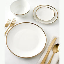 Load image into Gallery viewer, 73022 Nola Bone China Gold Rim 16 Piece Dinnerware Set, Service for 4