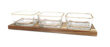 Load image into Gallery viewer, CP4617 3 Bowl Dip Dish Set Gold Accent