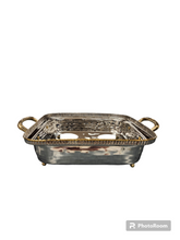 Load image into Gallery viewer, TAJ Designs 8 Inch Square Hammered Pan Holder With Gold Accent