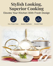 Load image into Gallery viewer, 1384 Gotham Steel Cream/Gold Handles 15 Piece Cookware Set