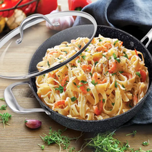 Load image into Gallery viewer, 5 Qt. Saute Pan with Glass Lid Non-Stick Cast Aluminum Granite Look Finish, 11"