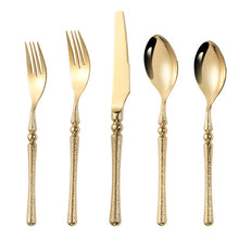 Load image into Gallery viewer, FSLM-2512-GS TAJ Drop Bead Gold Shiny Flatware Service For 4 Dishwasher Safe