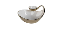 Load image into Gallery viewer, WCD4314 White Porcelain Chip and Dip Bowl Gold Edged