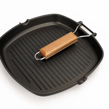 Load image into Gallery viewer, Grill Pan Non-Stick Cast Aluminum with Folding Handle, 11"