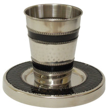 Load image into Gallery viewer, KC11049-DBL Kiddush Cup Nickel Hammered//Enamel Dark Blue
