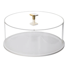 Load image into Gallery viewer, J-CDGMH-CLR C CAKE DOME W GOLD METAL HANDLES