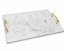 Load image into Gallery viewer, PT-ACBMA-23 Challah Board Marble With Gold Branch Handles