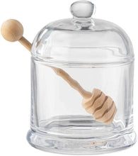Load image into Gallery viewer, Tablecraft 11040 Honey Dipper Set, 4.88-inch Height, Clear Glass and Wood