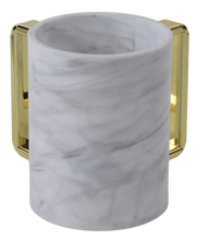 Load image into Gallery viewer, 60206 Acrylic Marble Washing Cup With Gold Handles