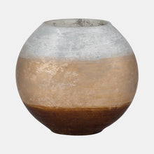 Load image into Gallery viewer, 20873-01 10" Gold Ombre Round Vase, White/gold