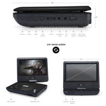 Load image into Gallery viewer, 7-inch 270° Swivel Screen Portable DVD Player - Black