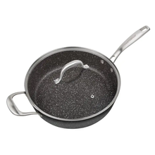 Load image into Gallery viewer, 5 Qt. Saute Pan with Glass Lid Non-Stick Cast Aluminum Granite Look Finish, 11"