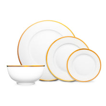 Load image into Gallery viewer, 73022 Nola Bone China Gold Rim 16 Piece Dinnerware Set, Service for 4