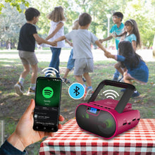 Load image into Gallery viewer, Riptunes CD Boombox MP3 Disc Player Bluetooth AM/FM Radio Stereo Sound Aux-in USB mSD phone jack, AC/DC Powered with Remote Control - Black