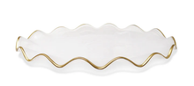 Load image into Gallery viewer, VT4889 White Alabaster Oval Tray with Gold Ruffled Border