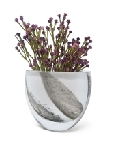 Load image into Gallery viewer, VMV5000 White Glass Shallow Vase With Black Strokes, 6"