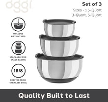 Load image into Gallery viewer, Oggi Stainless Steel 3-Piece Bowl Set with Lids, (7287.0)