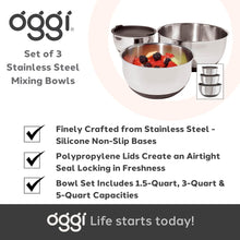Load image into Gallery viewer, Oggi Stainless Steel 3-Piece Bowl Set with Lids, (7287.0)
