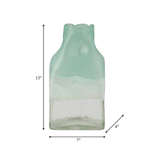 14710-05 Glass 13" Bottle Vase, Aqua Haze
