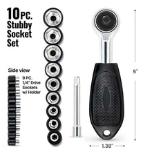 Load image into Gallery viewer, 10 PC Stubby Socket Set

