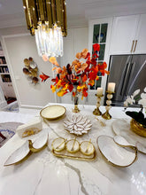 Load image into Gallery viewer, WPR3944 White Porcelain Double Snack Bowl with Gold
