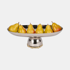 19069 Metal, 18" Oval Plate W/ Base, Silver