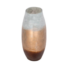 Load image into Gallery viewer, 20873-01 10&quot; Gold Ombre Round Vase, White/gold
