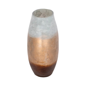 20873-01 10" Gold Ombre Round Vase, White/gold