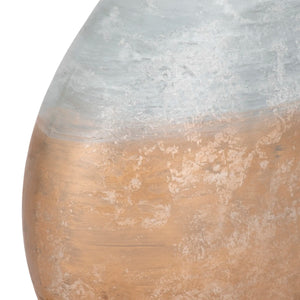 20873-01 10" Gold Ombre Round Vase, White/gold