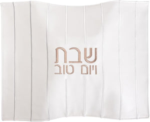 PU-CC-EM-W/GO PU Leather Challah Cover - Embroidery - White& Gold
