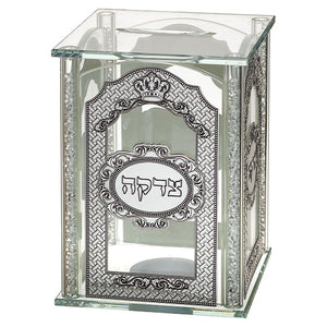UK48557 Crystal Tzedakah Box With Plates 13*9 Cm