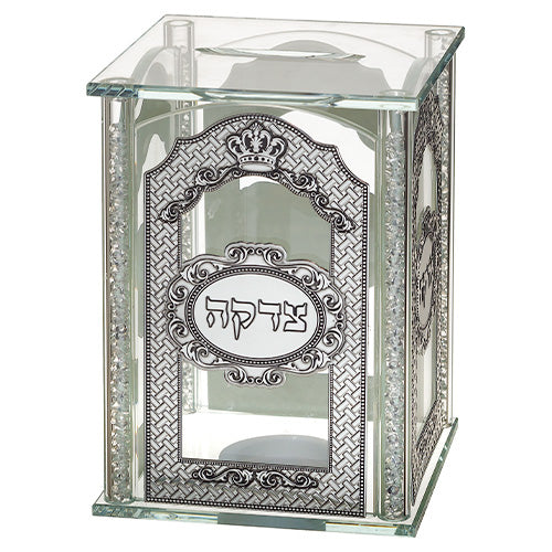 UK48557 Crystal Tzedakah Box With Plates 13*9 Cm