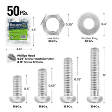 Load image into Gallery viewer, 50 Sets Of Assorted Nuts And Bolts With Storage Case
