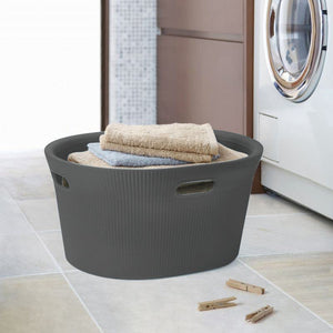 35 L Ribbed Laundry Basket, Grey