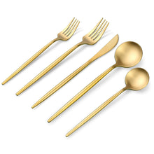 Load image into Gallery viewer, TAJ-FW-108 TAJ Moderna Flatware Matt Gold Service For 4 Dishwasher Safe
