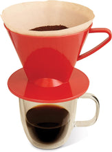Load image into Gallery viewer, Fino Pour-Over Coffee Brewing Filter Cone, Number 2-Size, Red, Brews 2 to 6-Cups
