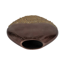 Load image into Gallery viewer, 19048-02 Metal, 12&quot; Ridged Round Vase, Black/gold

