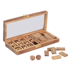 18721 Wood, 9x4 Table Game Box, Brown