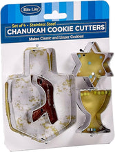 Load image into Gallery viewer, Set of 4 Chanukah Stainless Steel Cookie Cutters
