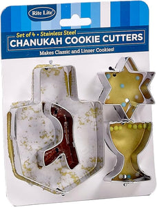 Set of 4 Chanukah Stainless Steel Cookie Cutters