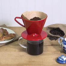 Load image into Gallery viewer, Fino Pour-Over Coffee Brewing Filter Cone, Number 2-Size, Red, Brews 2 to 6-Cups
